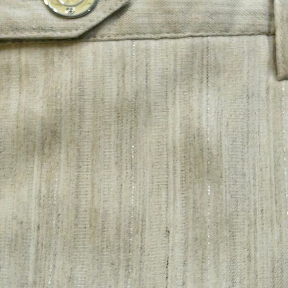 St. John vintage linen blend cream with silver thread straight pants size 14 - Picture 3 of 8